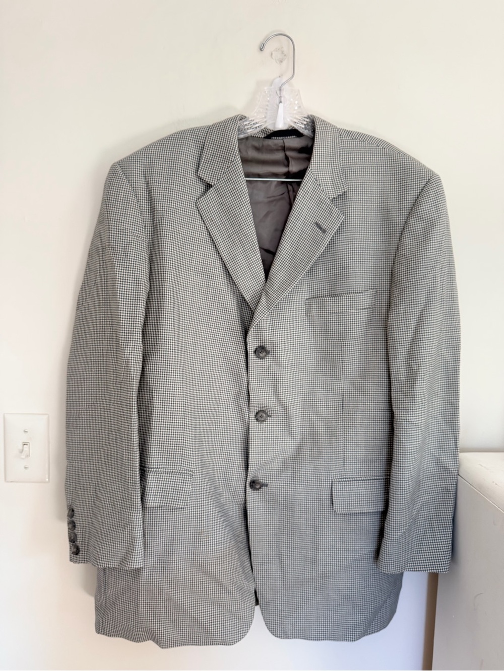Burberry London Silk Wool Houndstooth Blazer 44R quiet luxury old money vtg